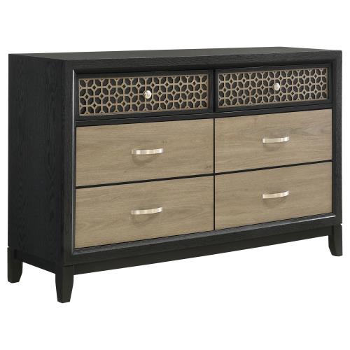 coaster-bedroom-Valencia-6-drawer-Dresser-Light-Brown-and-Black-hover