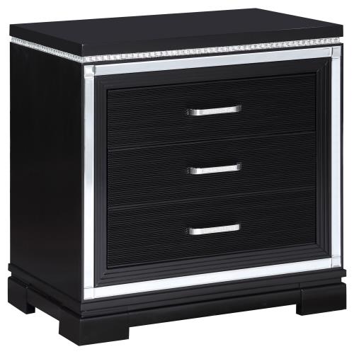 coaster-bedroom-Cappola-Rectangular-2-drawer-Nightstand-Silver-and-Black-hover