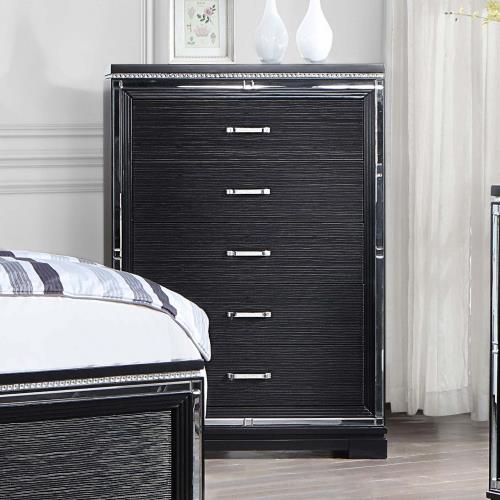 coaster-bedroom-Cappola-Rectangular-5-drawer-Chest-Silver-and-Black