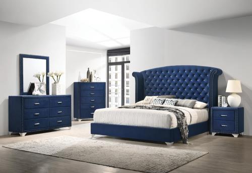 coaster-bedroom-Melody-5-drawer-Upholstered-Chest-Pacific-Blue-hover