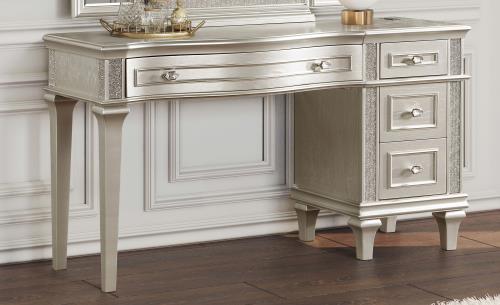 coaster-bedroom-Evangeline-4-drawer-Vanity-Table-with-Faux-Diamond-Trim-Silver-and-Ivory