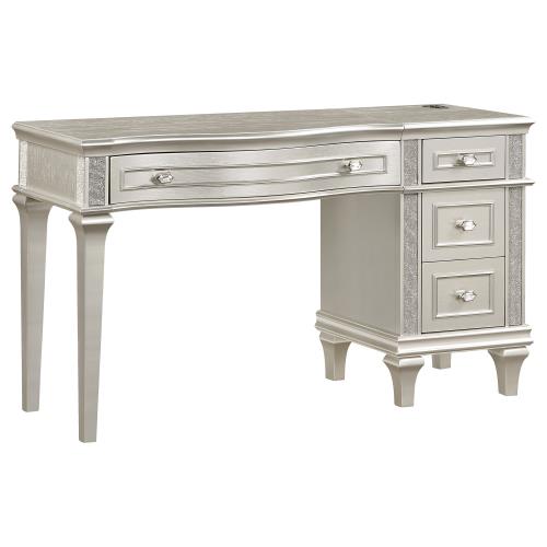 coaster-bedroom-Evangeline-4-drawer-Vanity-Table-with-Faux-Diamond-Trim-Silver-and-Ivory-hover