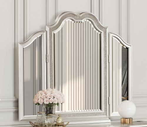 coaster-bedroom-Evangeline-Vanity-Mirror-with-Faux-Diamond-Trim-Silver
