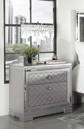 coaster-bedroom-Eleanor-Rectangular-2-drawer-Nightstand-Metallic