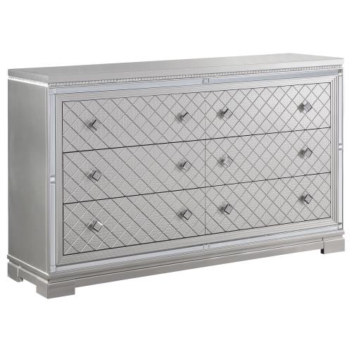 coaster-bedroom-Eleanor-Rectangular-6-drawer-Dresser-Metallic-hover