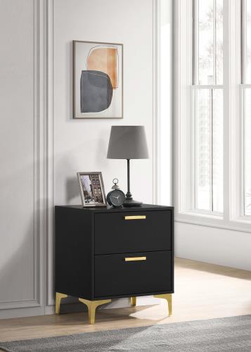 coaster-bedroom-Kendall-2-drawer-Nightstand-Black-and-Gold