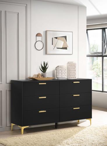 coaster-bedroom-Kendall-6-drawer-Dresser-Black-and-Gold