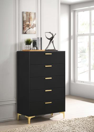 coaster-chests-bedroom-Kendall-5-drawer-Chest-Black-and-Gold