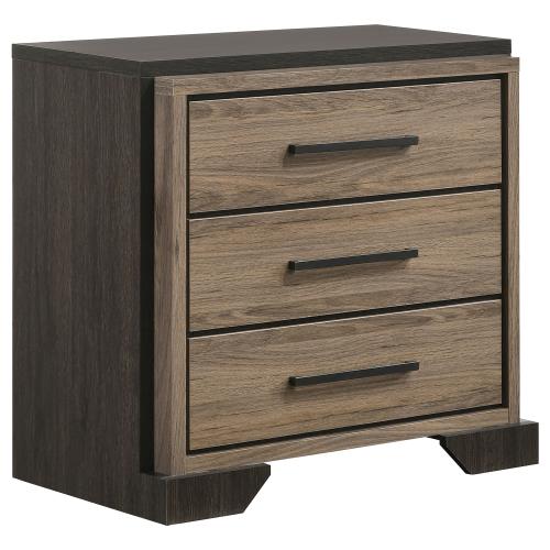 coaster-bedroom-Baker-3-drawer-Nightstand-Brown-and-Light-Taupe-hover