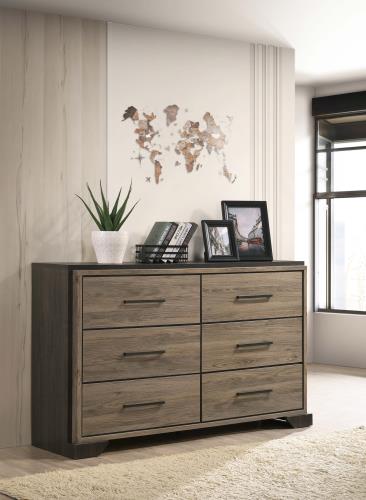 coaster-bedroom-Baker-6-drawer-Dresser-Brown-and-Light-Taupe