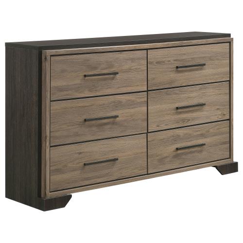 coaster-bedroom-Baker-6-drawer-Dresser-Brown-and-Light-Taupe-hover