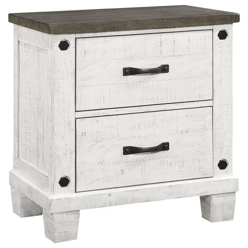 coaster-bedroom-Lilith-2-drawer-Nightstand-Distressed-Grey-and-White-hover