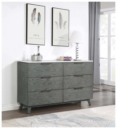 coaster-bedroom-Nathan-6-drawer-Dresser-White-Marble-and-Grey