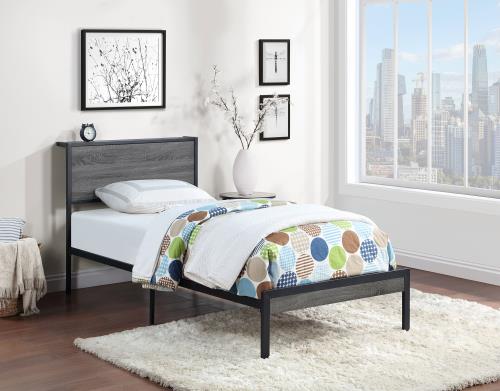 coaster-kids-bedroom-Ricky-Twin-Platform-Bed-Grey-and-Black