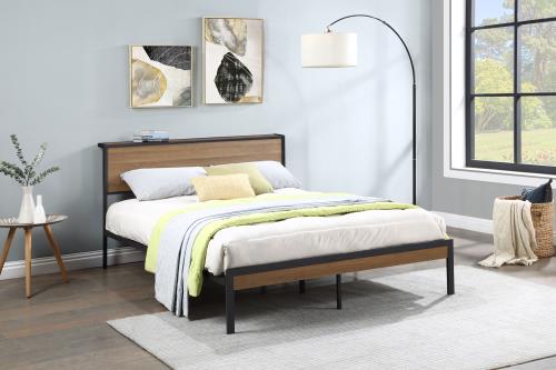 coaster-bedroom-Ricky-Full-Platform-Bed-Light-Oak-and-Black