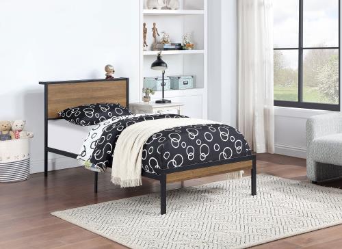 coaster-kids-bedroom-Ricky-Twin-Platform-Bed-Light-Oak-and-Black