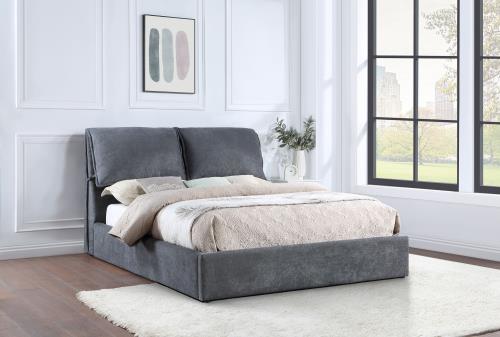 coaster-bedroom-Laurel-Upholstered-Eastern-King-Platform-Bed-with-Pillow-Headboard-Charcoal-Grey