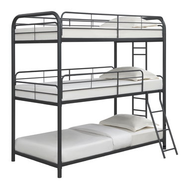 coaster-bedroom-Garner-Triple-Twin-Bunk-Bed-with-Ladder-Gunmetal