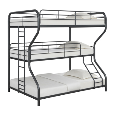 coaster-bedroom-Garner-Triple-Full-Over-Twin-Over-Full-Bunk-Bed-with-Ladder-Gunmetal