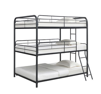 coaster-bedroom-Garner-Triple-Full-Bunk-Bed-with-Ladder-Gunmetal