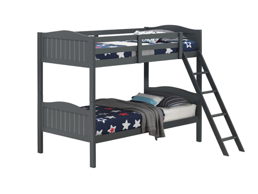 coaster-kids-beds-kids-bedroom-bedroom-Arlo-Twin-Over-Twin-Bunk-Bed-with-Ladder-Grey
