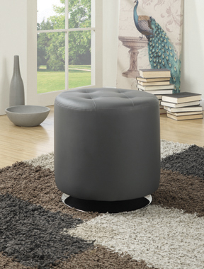 coaster-living-room-Bowman-Round-Upholstered-Ottoman-Grey-hover