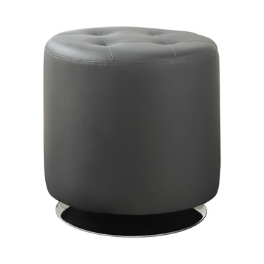 coaster-living-room-Bowman-Round-Upholstered-Ottoman-Grey