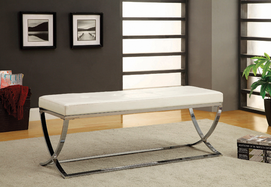 coaster-bedroom-Walton-Bench-with-Metal-Base-White-and-Chrome-hover