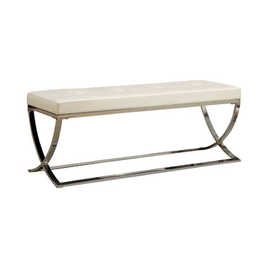 coaster-bedroom-Walton-Bench-with-Metal-Base-White-and-Chrome