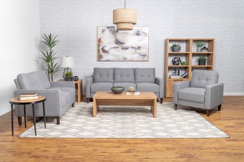 coaster-living-room-Bowen-3-piece-Upholstered-Track-Arms-Tufted-Sofa-Set-Grey