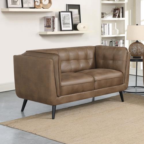 coaster-living-room-Thatcher-Upholstered-Button-Tufted-Loveseat-Brown