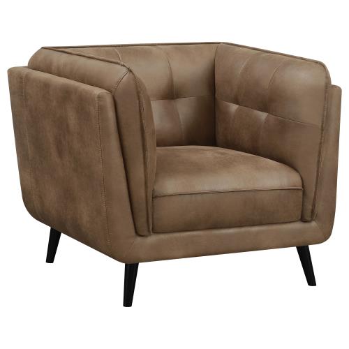 coaster-accent-chairs-living-room-Thatcher-Upholstered-Button-Tufted-Chair-Brown-hover