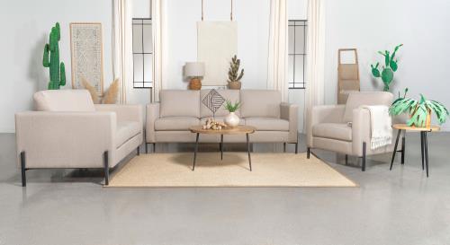coaster-living-room-Tilly-3-piece-Upholstered-Track-Arms-Sofa-Set-Oatmeal