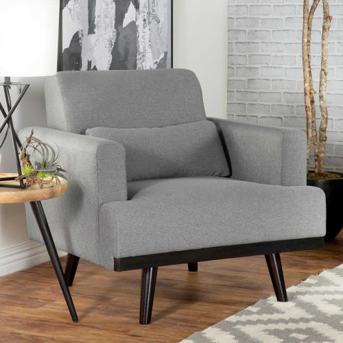 coaster-living-room-Blake-Upholstered-Chair-with-Track-Arms-Sharkskin-and-Dark-Brown