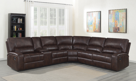 coaster-living-room-Brunson-3-piece-Upholstered-Motion-Sectional-Brown-hover