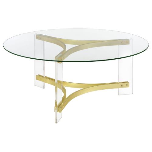 coaster-living-room-Janessa-Round-Glass-Top-Coffee-Table-With-Acrylic-Legs-Clear-and-Matte-Brass-hover