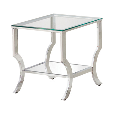 coaster-bedroom-Saide-Square-End-Table-with-Mirrored-Shelf-Chrome