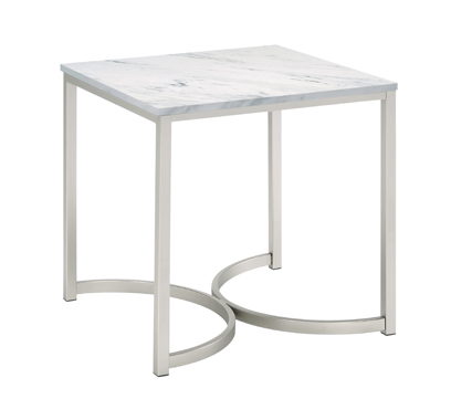 coaster-bedroom-Leona-Faux-Marble-Square-End-Table-White-and-Satin-Nickel