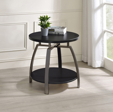 coaster-bedroom-Dacre-Round-End-Table-Dark-Grey-and-Black-Nickel-hover