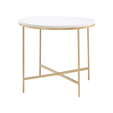 coaster-bedroom-Ellison-Round-X-cross-End-Table-White-and-Gold