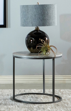 coaster-bedroom-Lainey-Faux-Marble-Round-Top-End-Table-Grey-and-Gunmetal-hover