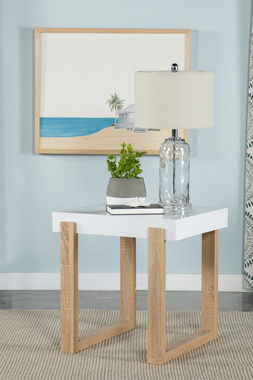 coaster-bedroom-Pala-Rectangular-End-Table-with-Sled-Base-White-High-Gloss-and-Natural-hover