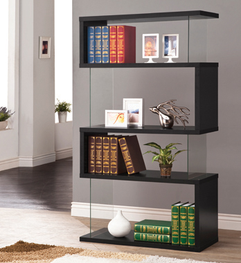coaster-bookcases-display-room-storage-bedroom-Emelle-4-tier-Bookcase-Black-and-Clear-hover