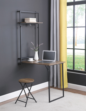 coaster-home-office-Riley-Foldable-Wall-Desk-with-Stool-Rustic-Oak-and-Sandy-Black-hover