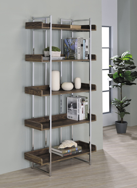 coaster-room-storage-bedroom-Angelica-5-shelf-Bookcase-Walnut-and-Chrome-hover