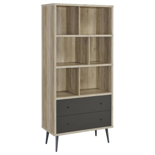 coaster-living-room-Maeve-3-shelf-Engineered-Wood-Bookcase-with-Drawers-Antique-Pine-and-Grey-hover