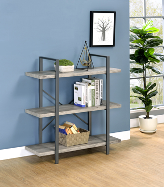 coaster-bedroom-Cole-3-Shelf-Bookcase-Grey-Driftwood-and-Gunmetal-hover