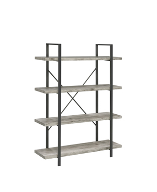 coaster-bedroom-Cole-4-Shelf-Bookcase-Grey-Driftwood-and-Gunmetal
