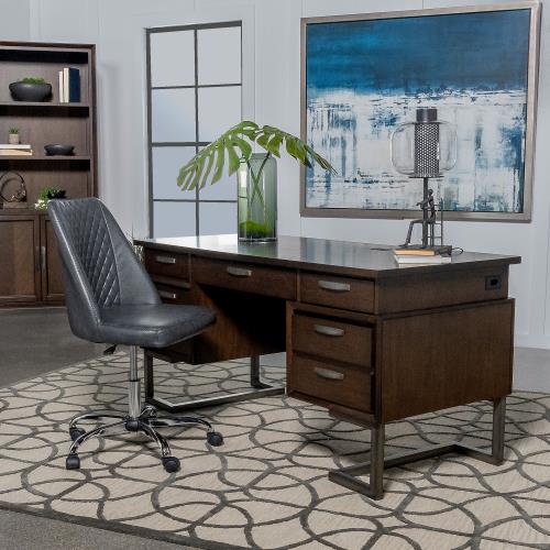 coaster-home-office-Marshall-6-drawer-Executive-Desk-Dark-Walnut-and-Gunmetal