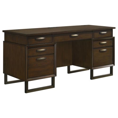 coaster-home-office-Marshall-5-drawer-Credenza-Desk-With-Power-Outlet-Dark-Walnut-and-Gunmetal-hover